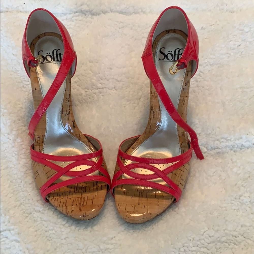 Sandals, Sofft Size 7.5, Pink and Cork